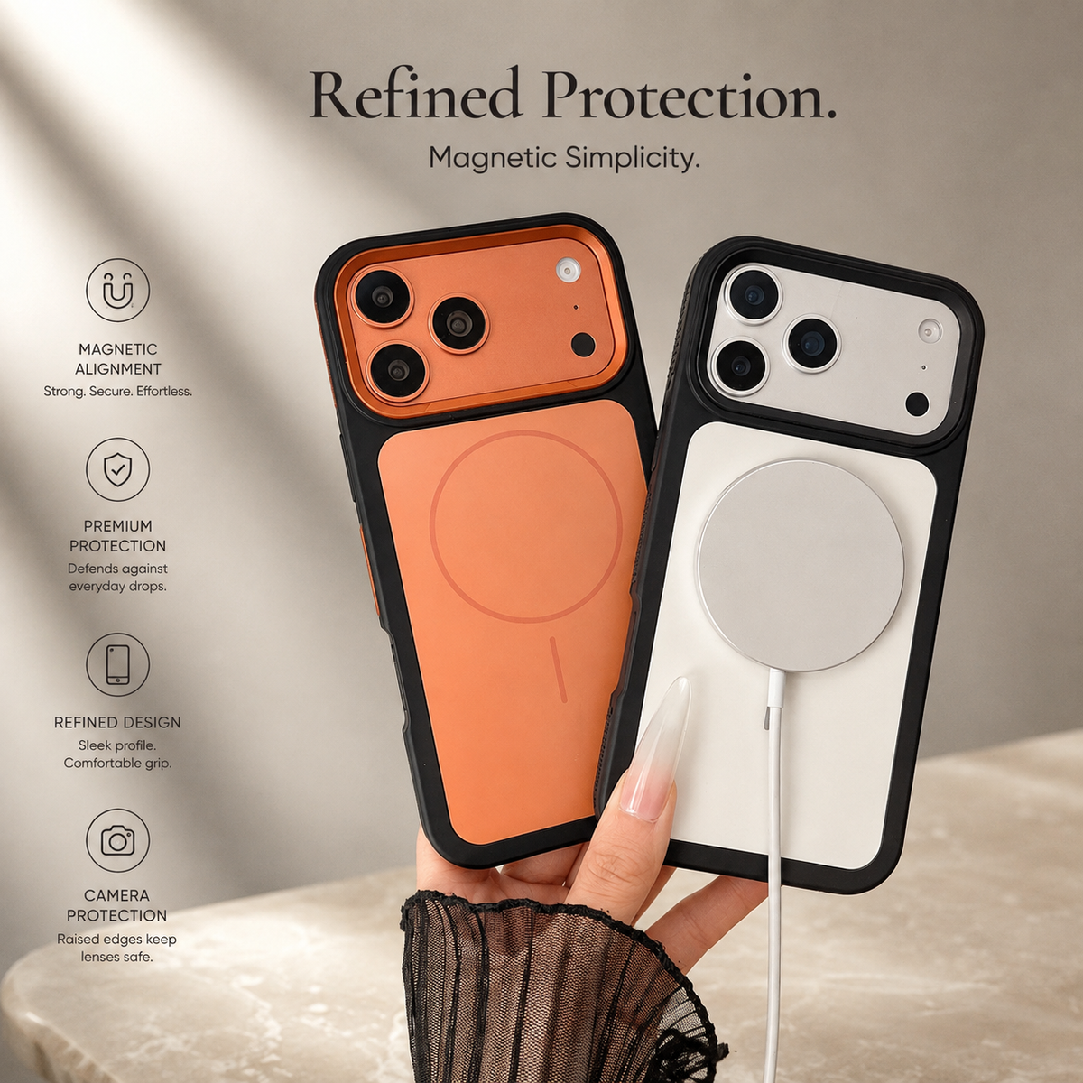 Premium iPhone Case MagSafe Matte Frosted Magnetic Shockproof Protective Cover PC Armor Anti Scratch Non Slip Slim Contrast Color Full Coverage Design