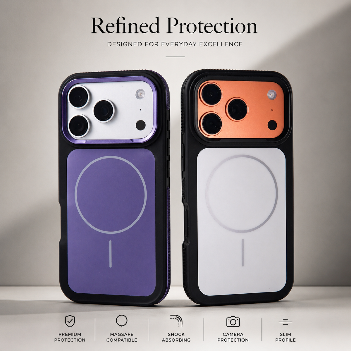 Premium iPhone Case MagSafe Matte Frosted Magnetic Shockproof Protective Cover PC Armor Anti Scratch Non Slip Slim Contrast Color Full Coverage Design