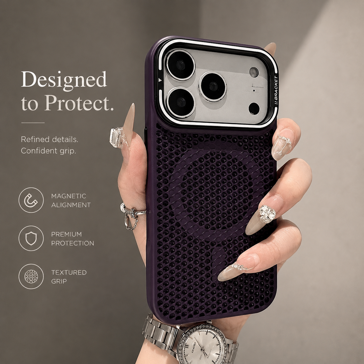 Premium iPhone Case MagSafe Mesh Cooling Magnetic Protective Cover Camera Mount Holder Shockproof Anti Scratch Matte Non Slip Heat Dissipation Tough Case