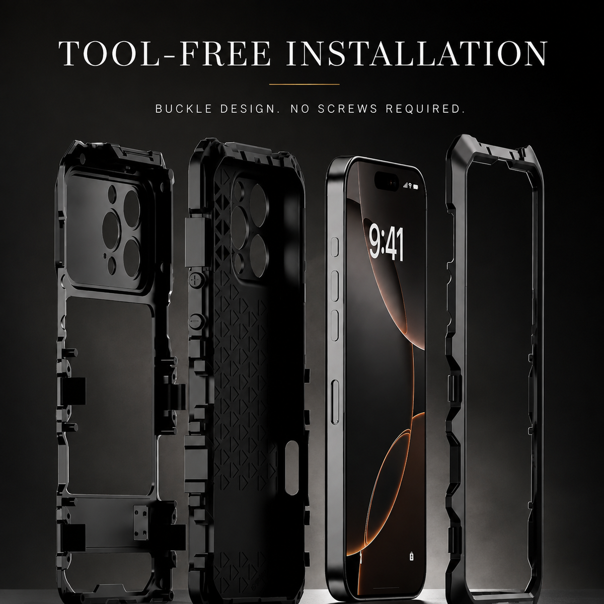 Premium iPhone Case MagSafe Metal Bumper Shockproof Protective Cover Anti Slip Silicone Grip Edge Protection Heavy Slim Frame Full Coverage Design Fit