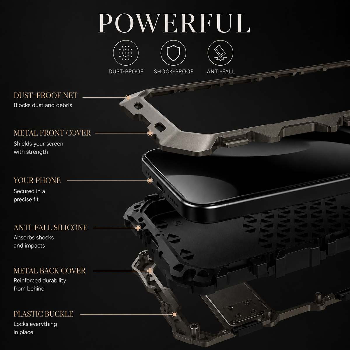 Premium iPhone Case MagSafe Metal Bumper Shockproof Protective Cover Anti Slip Silicone Grip Edge Protection Heavy Slim Frame Full Coverage Design Fit