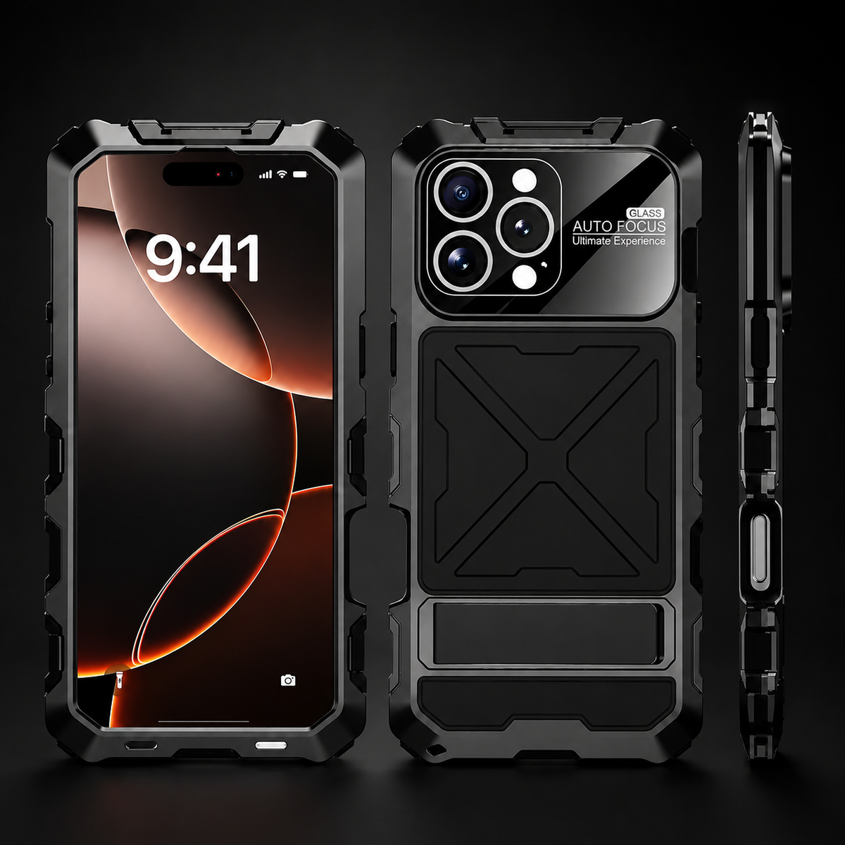 Premium iPhone Case MagSafe Metal Bumper Shockproof Protective Cover Anti Slip Silicone Grip Edge Protection Heavy Slim Frame Full Coverage Design Fit