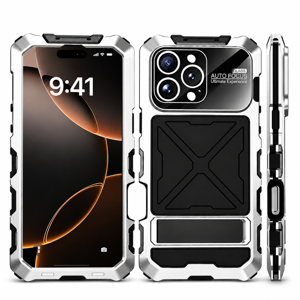 Premium iPhone Case MagSafe Metal Bumper Shockproof Protective Cover Anti Slip Silicone Grip Edge Protection Heavy Slim Frame Full Coverage Design Fit