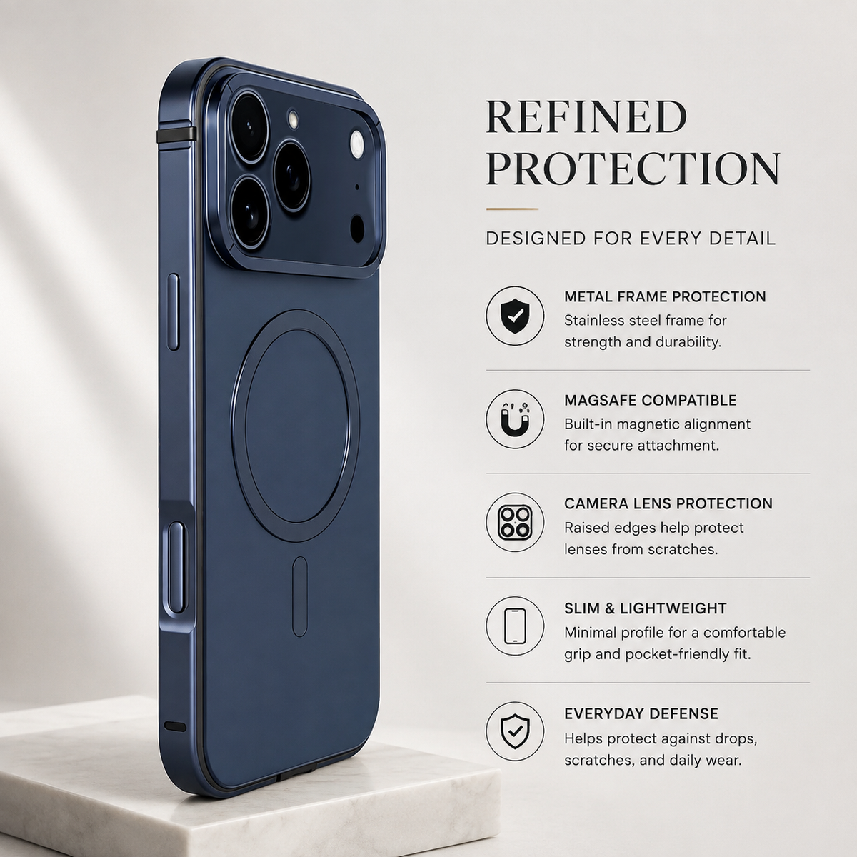 Premium iPhone Case MagSafe Metal Frame Aluminum Alloy Shockproof Anti Drop Protective Cover Scratch Resistant Magnetic Slim Full Coverage