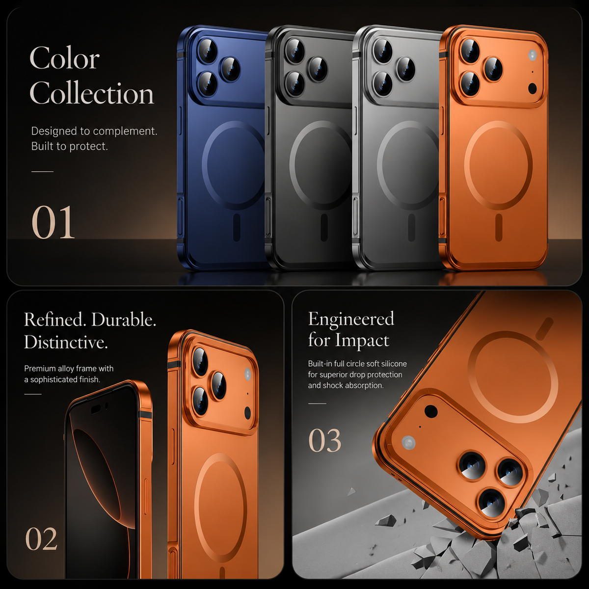 Premium iPhone Case MagSafe Metal Frame Aluminum Alloy Shockproof Anti Drop Protective Cover Scratch Resistant Magnetic Slim Full Coverage
