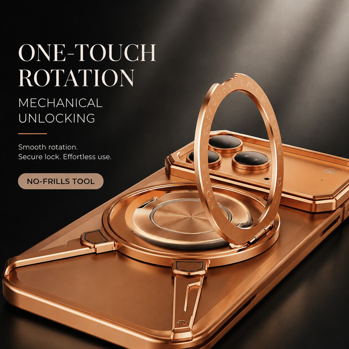Premium iPhone Case MagSafe Metal Frameless Shockproof Bumper Cover 360° Rotating Ring Stand Magnetic Grip Protective Slim Open Back Minimalist Design