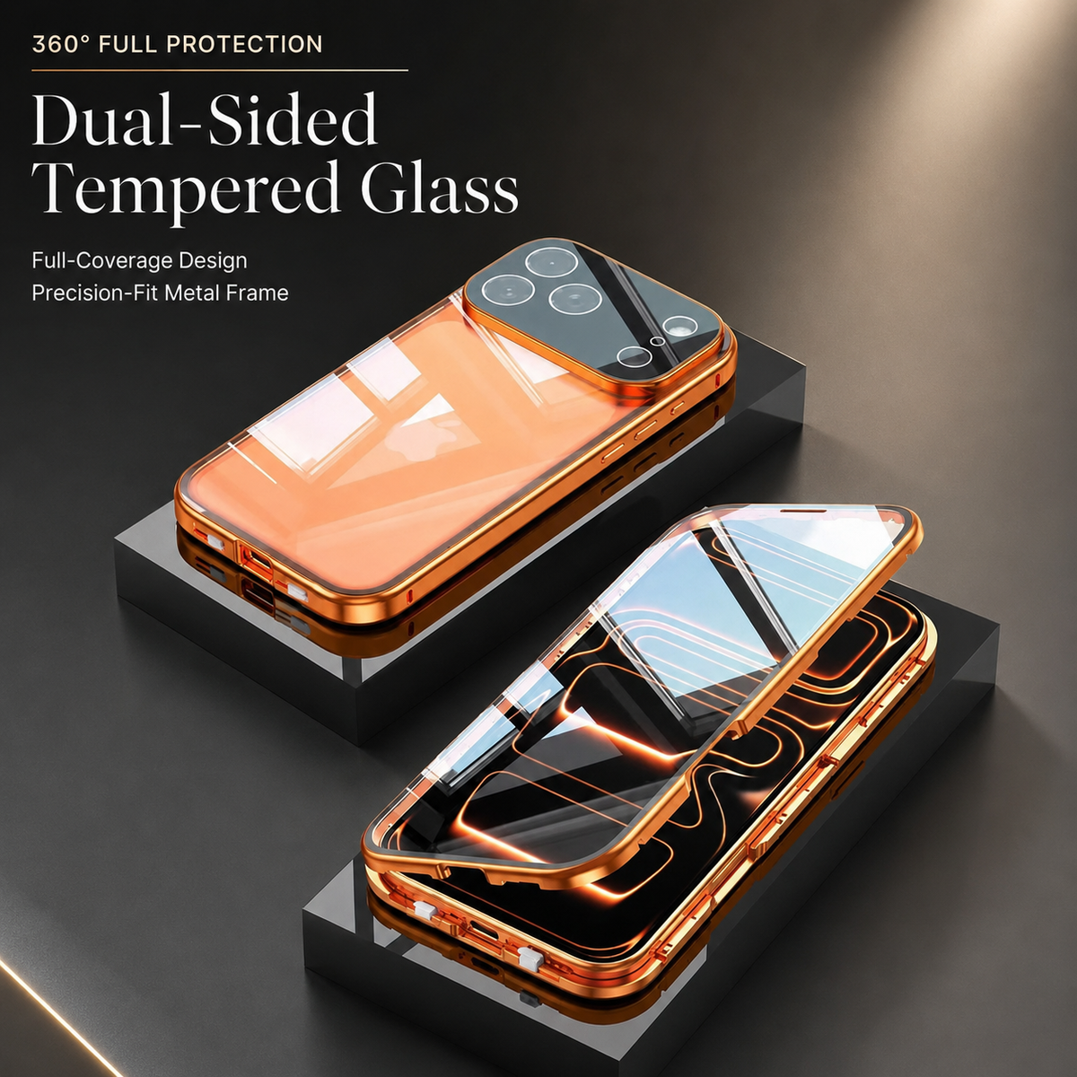Premium iPhone Case MagSafe Metal Magnetic Double Sided Tempered Glass Shockproof Full Coverage Clear Protective Cover Lock Catch Slim Secure Frame