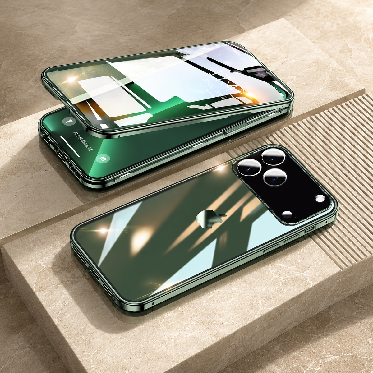 Premium iPhone Case MagSafe Metal Magnetic Double Sided Tempered Glass Shockproof Full Coverage Clear Protective Cover Lock Catch Slim Secure Frame