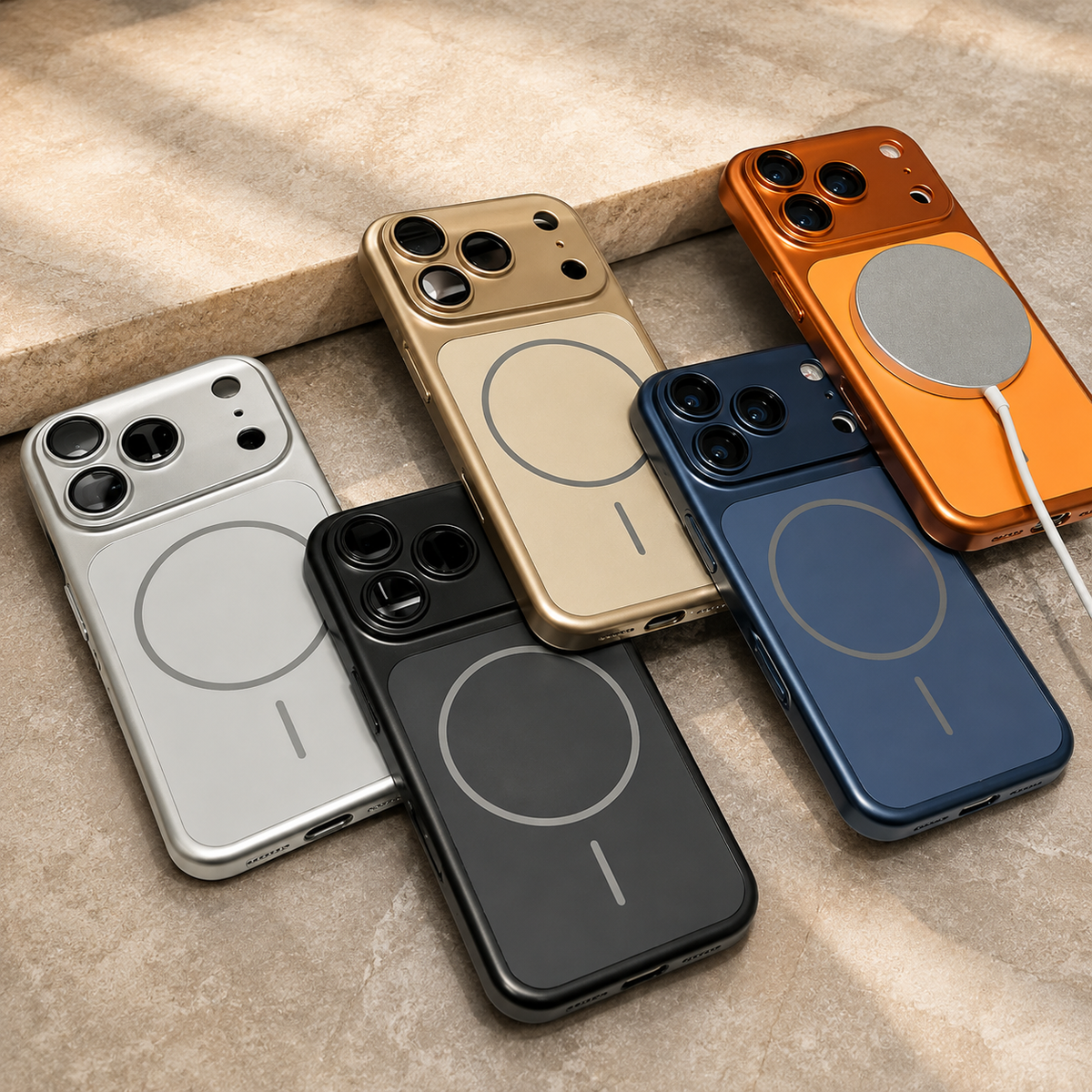 Premium iPhone Case MagSafe Metallic Magnetic Shockproof Hard PC Protective Cover Slim Anti Scratch Camera Protection Lightweight Modern Full Coverage Case