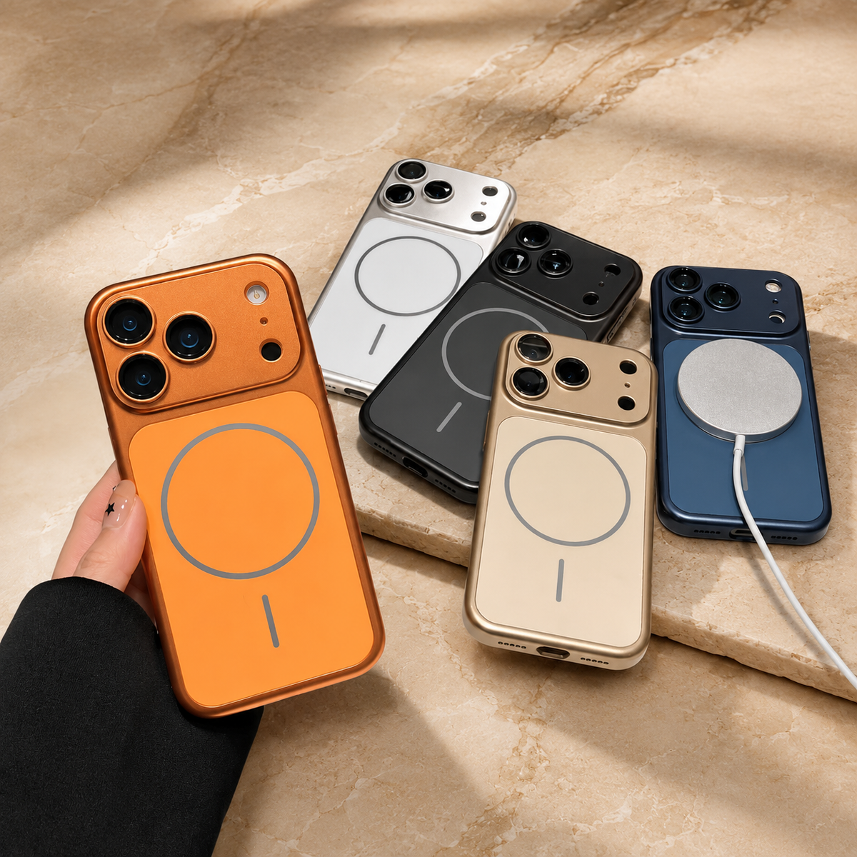 Premium iPhone Case MagSafe Metallic Magnetic Shockproof Hard PC Protective Cover Slim Anti Scratch Camera Protection Lightweight Modern Full Coverage Case