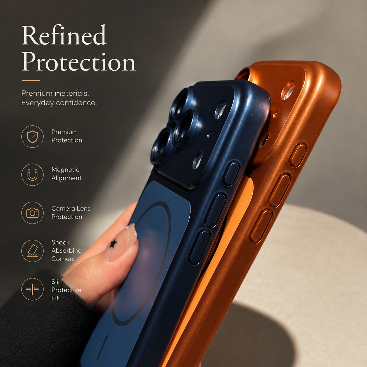 Premium iPhone Case MagSafe Metallic Magnetic Shockproof Hard PC Protective Cover Slim Anti Scratch Camera Protection Lightweight Modern Full Coverage Case