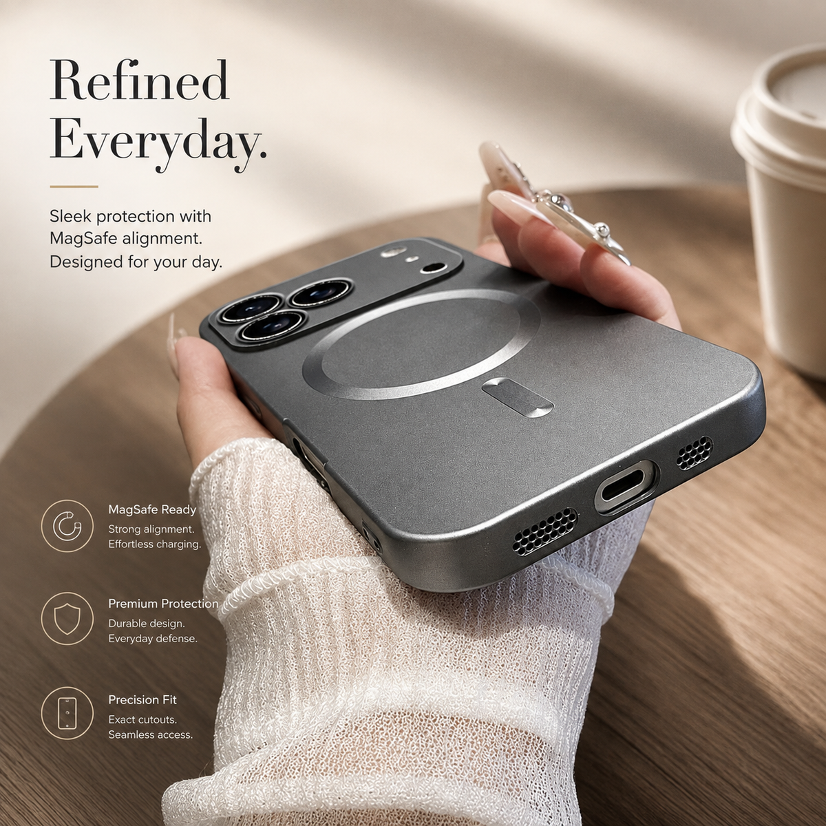 Premium iPhone Case MagSafe Metallic Paint Magnetic Protective Cover Camera Lens Protection Anti Fingerprint Anti Scratch Slim Wireless Charging Design