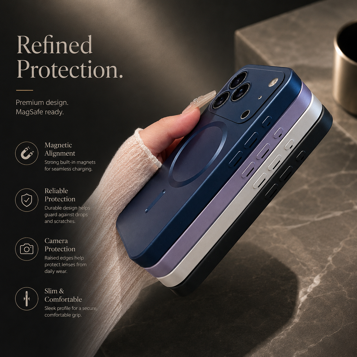 Premium iPhone Case MagSafe Metallic Paint Magnetic Protective Cover Camera Lens Protection Anti Fingerprint Anti Scratch Slim Wireless Charging Design