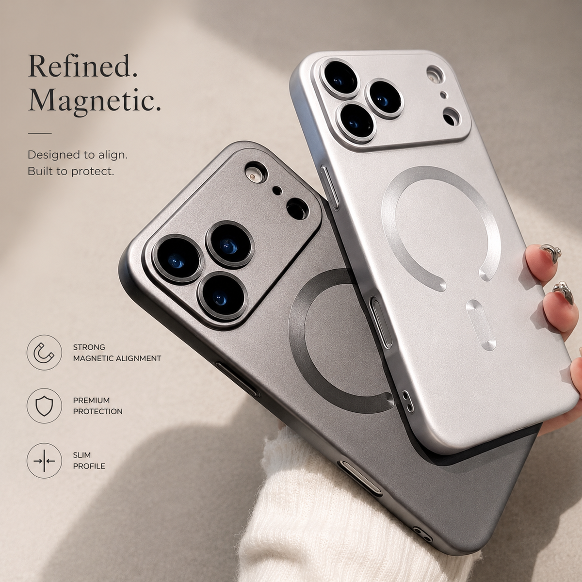 Premium iPhone Case MagSafe Metallic Paint Magnetic Protective Cover Camera Lens Protection Anti Fingerprint Anti Scratch Slim Wireless Charging Design
