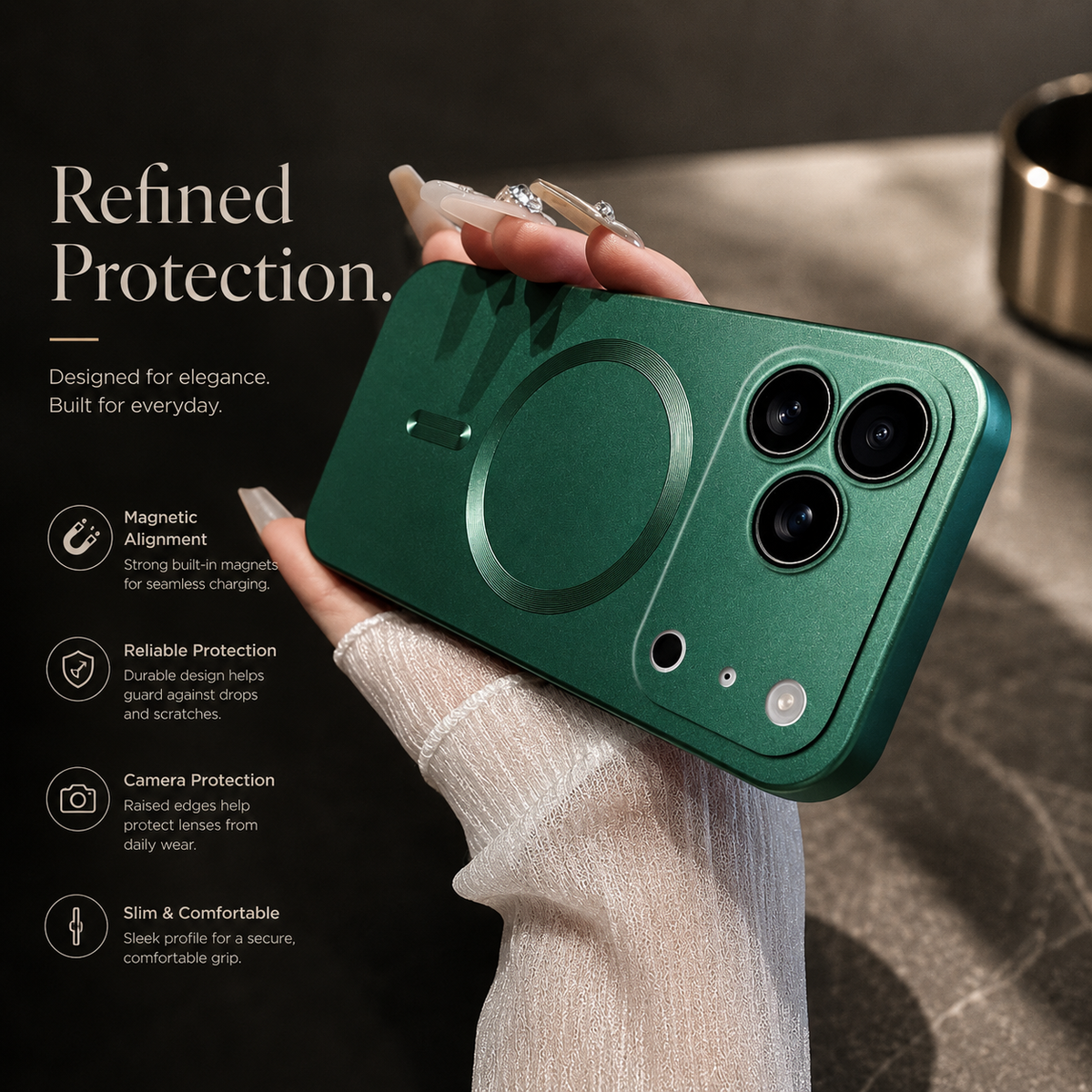 Premium iPhone Case MagSafe Metallic Paint Magnetic Soft TPU Protective Cover Camera Lens Protection Shockproof Anti Scratch Slim Wireless Charging
