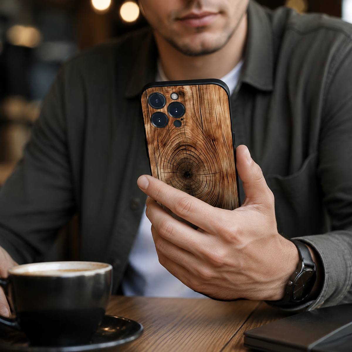 Premium iPhone Case MagSafe Natural Wood Back TPU Bumper Shockproof Magnetic Cover Camera Lens Protection Ultra Thin Slim Protective Design