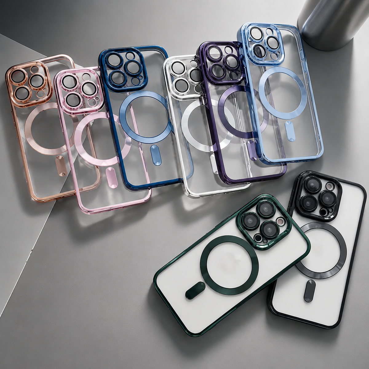 Premium iPhone Case MagSafe Plating Clear Cover with Magnetic Wireless Charging Lens Protector Anti-Fingerprint Scratch-Resistant Design