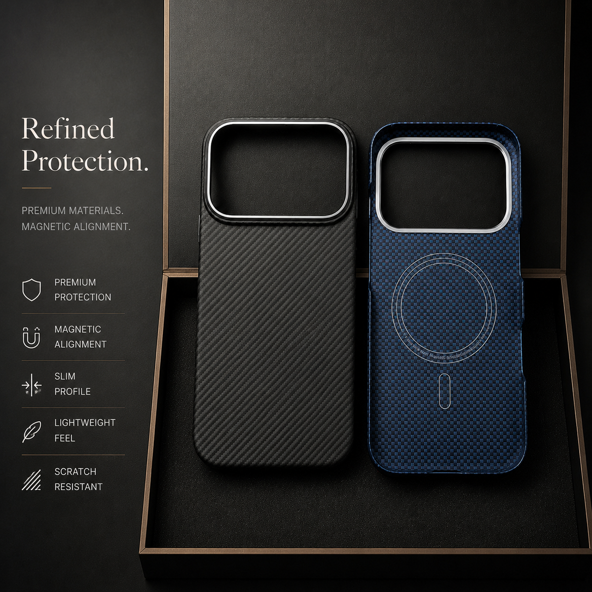 Premium iPhone Case MagSafe Real Carbon Fiber Aramid Fiber Ultra Thin Shockproof Matte Anti Fingerprint Protective Cover Full Coverage Slim Fit Design