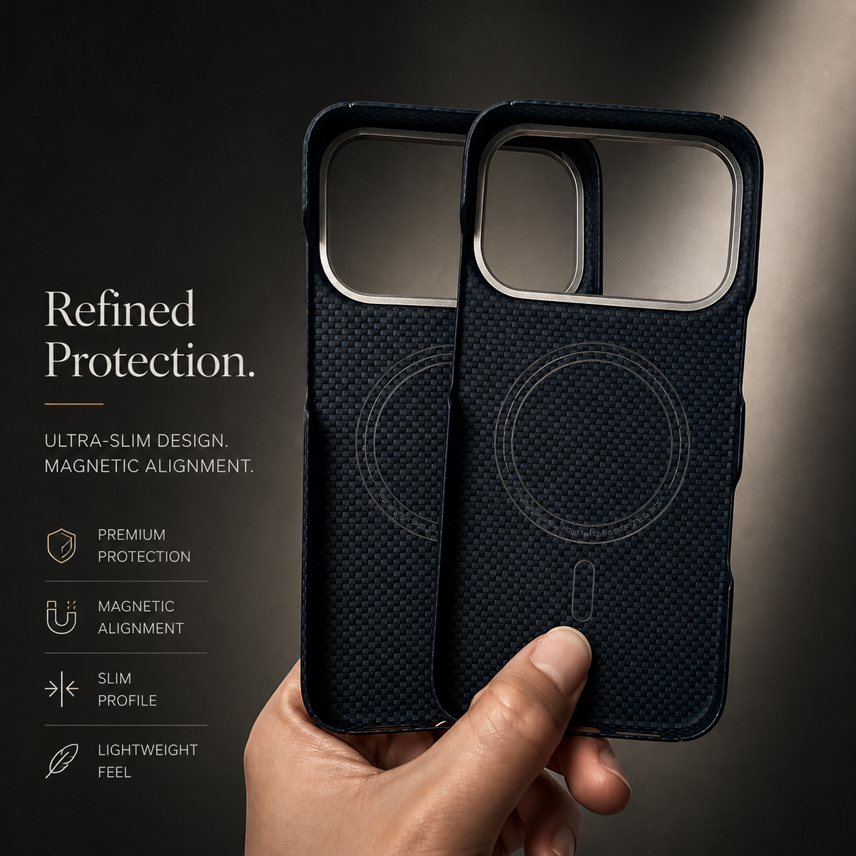 Premium iPhone Case MagSafe Real Carbon Fiber Aramid Fiber Ultra Thin Shockproof Matte Anti Fingerprint Protective Cover Full Coverage Slim Fit Design
