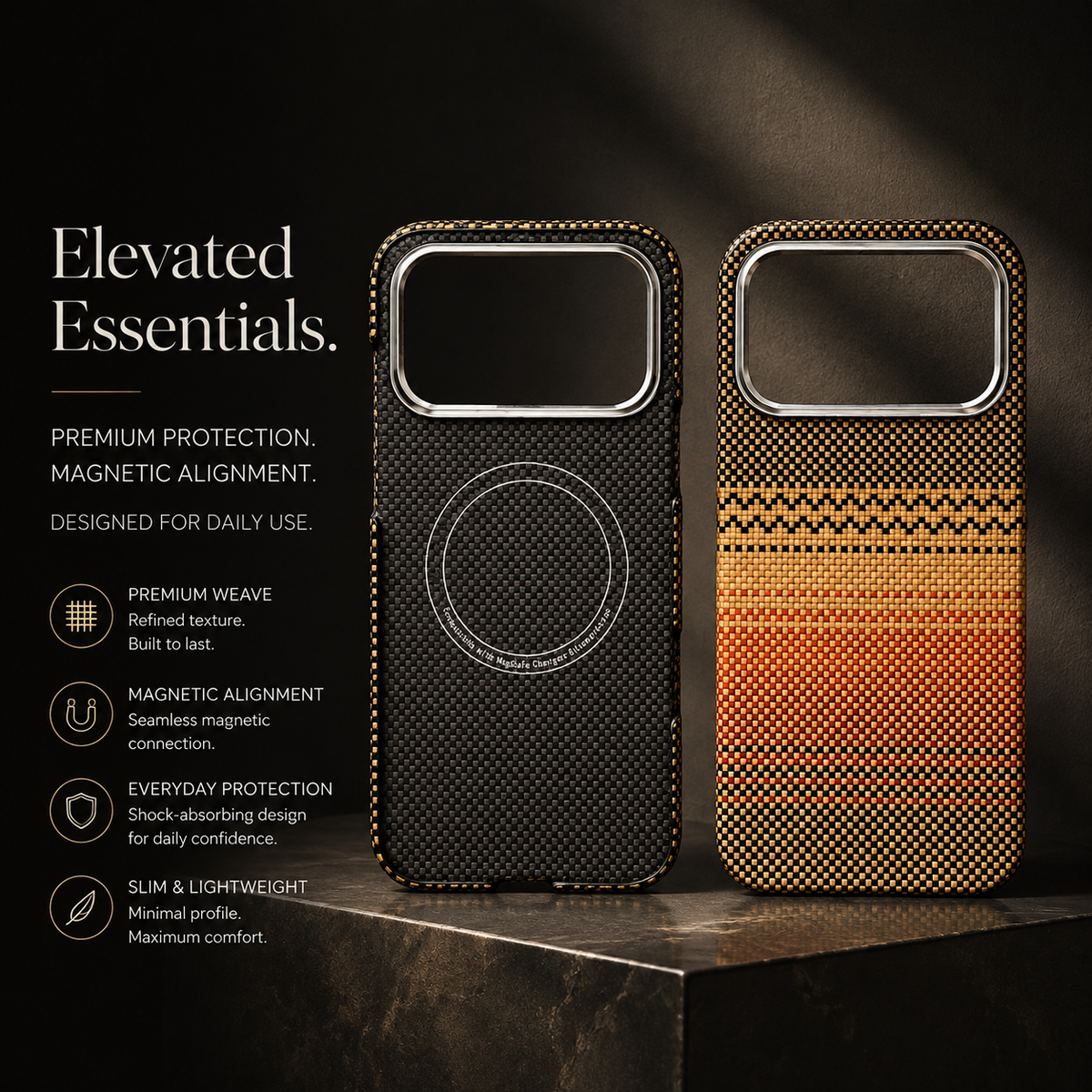 Premium iPhone Case MagSafe Real Carbon Fiber Aramid Fiber Ultra Thin Shockproof Matte Anti Fingerprint Protective Cover Full Coverage Slim Fit Design