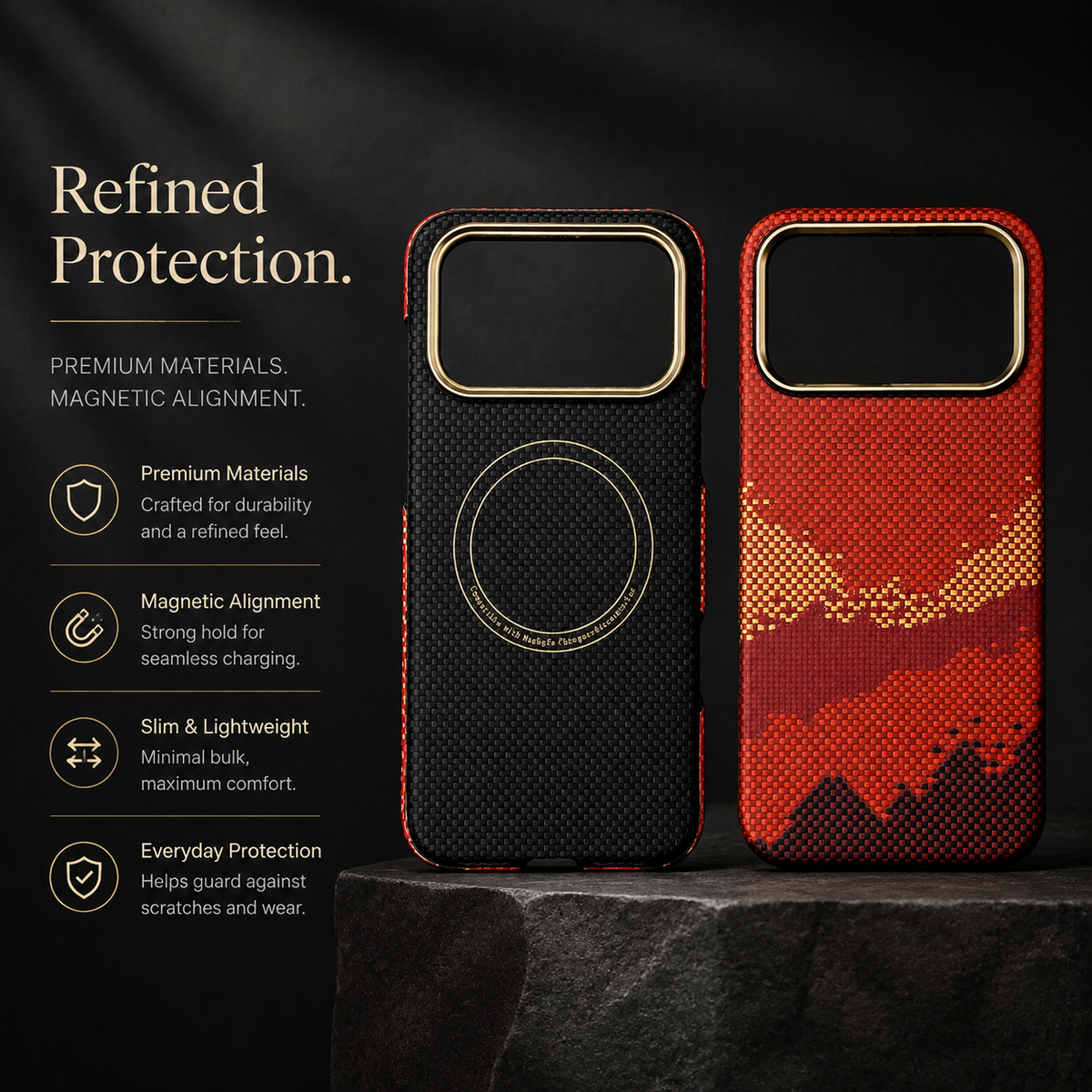 Premium iPhone Case MagSafe Real Carbon Fiber Aramid Fiber Ultra Thin Shockproof Matte Anti Fingerprint Protective Cover Full Coverage Slim Fit Design