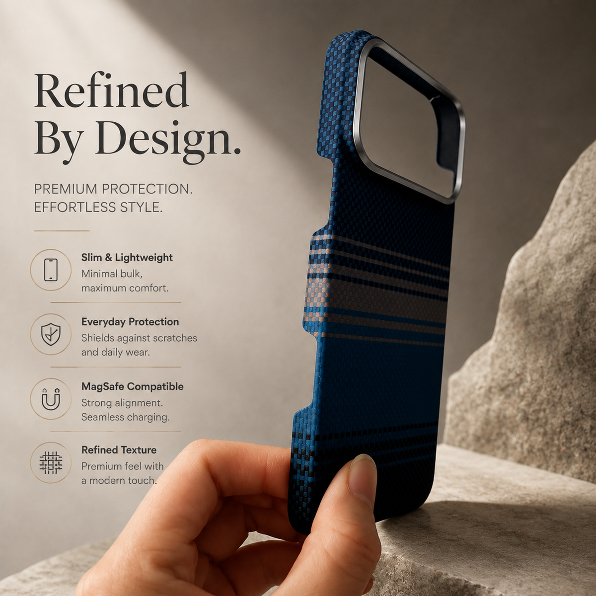 Premium iPhone Case MagSafe Real Carbon Fiber Aramid Fiber Ultra Thin Shockproof Matte Anti Fingerprint Protective Cover Full Coverage Slim Fit Design