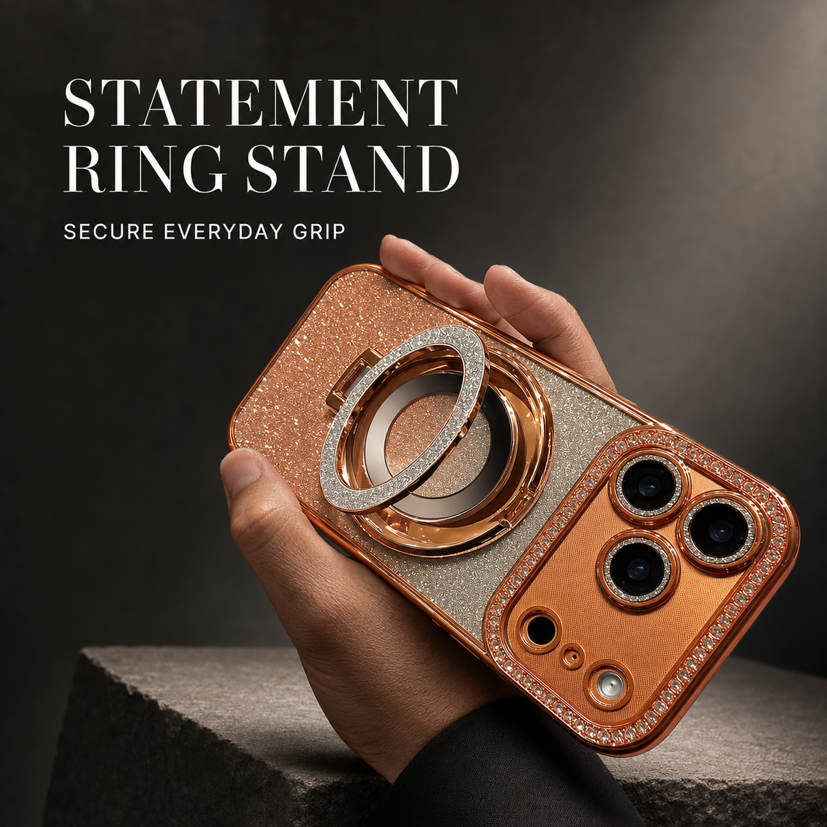 Premium iPhone Case MagSafe Rhinestone Diamond Magnetic Stand Holder Plating TPU Shockproof Non Slip Sparkling Protective Bumper Cover Case Design Pro