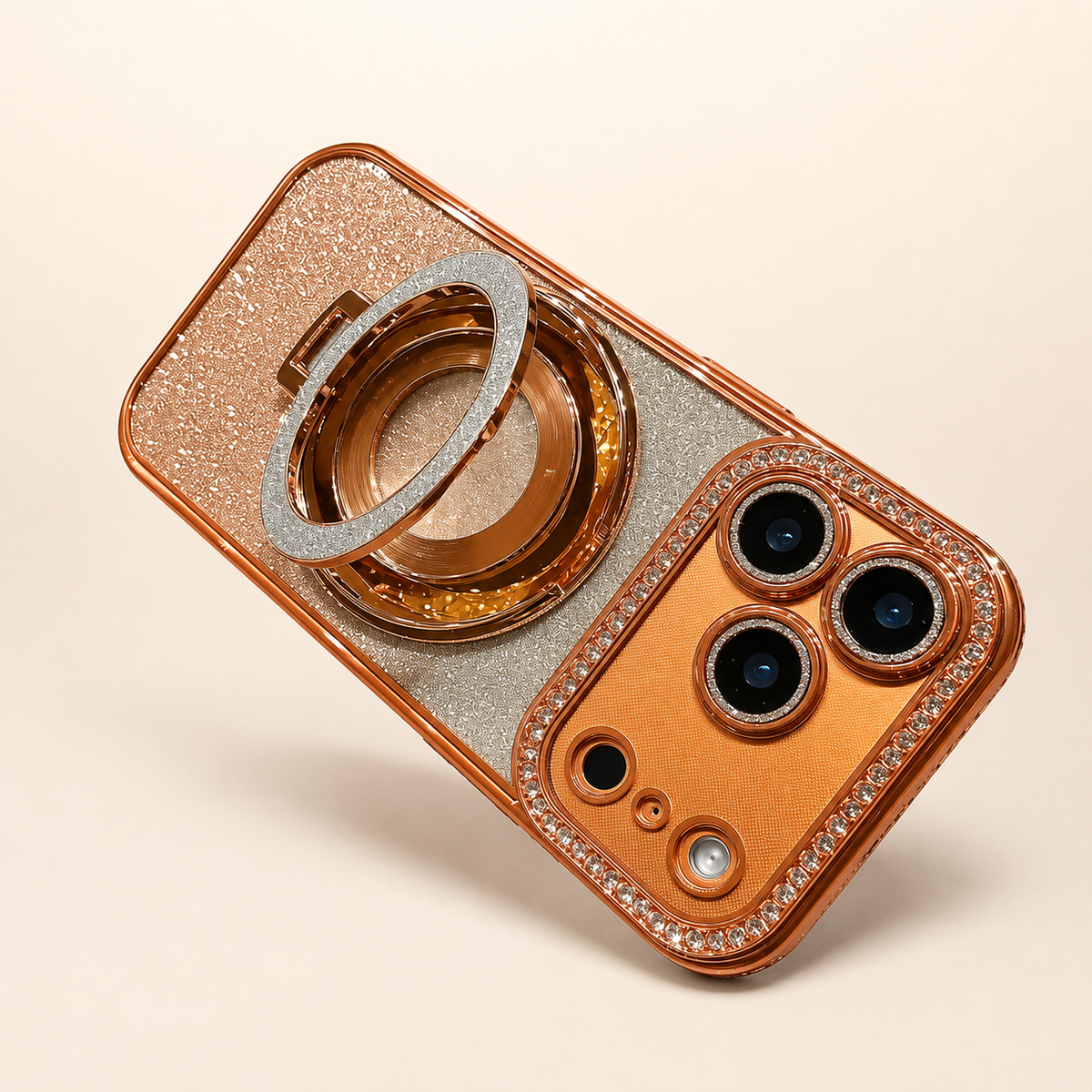 Premium iPhone Case MagSafe Rhinestone Diamond Magnetic Stand Holder Plating TPU Shockproof Non Slip Sparkling Protective Bumper Cover Case Design Pro