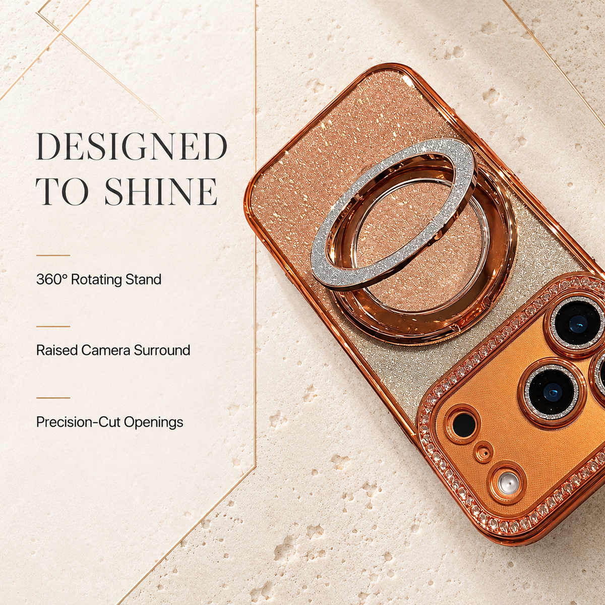 Premium iPhone Case MagSafe Rhinestone Diamond Magnetic Stand Holder Plating TPU Shockproof Non Slip Sparkling Protective Bumper Cover Case Design Pro