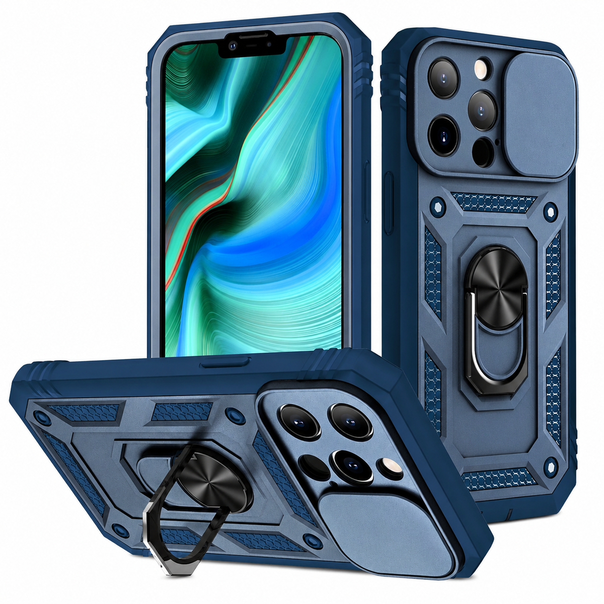 Premium iPhone Case MagSafe Rugged Armor Card Holder Kickstand Shockproof Camera Lens Protection Heavy Duty Cover 360 Rotating Stand Magnetic Grip Pro