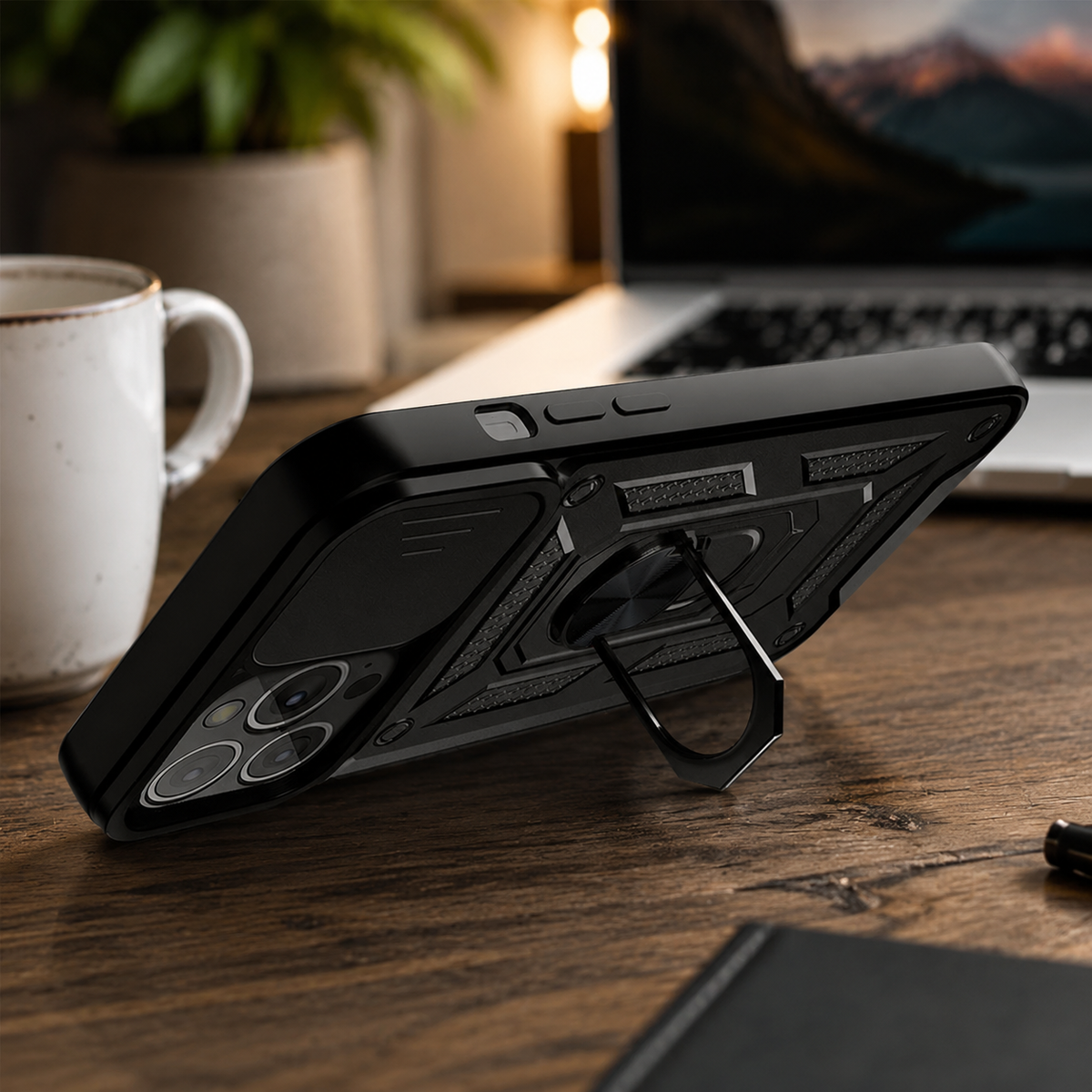 Premium iPhone Case MagSafe Rugged Armor Card Holder Kickstand Shockproof Camera Lens Protection Heavy Duty Cover 360 Rotating Stand Magnetic Grip Pro