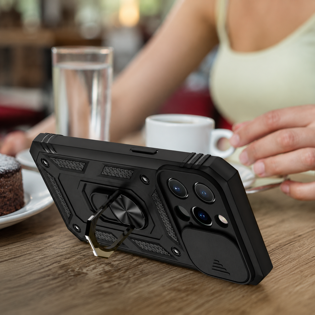 Premium iPhone Case MagSafe Rugged Armor Card Holder Kickstand Shockproof Camera Lens Protection Heavy Duty Cover 360 Rotating Stand Magnetic Grip Pro