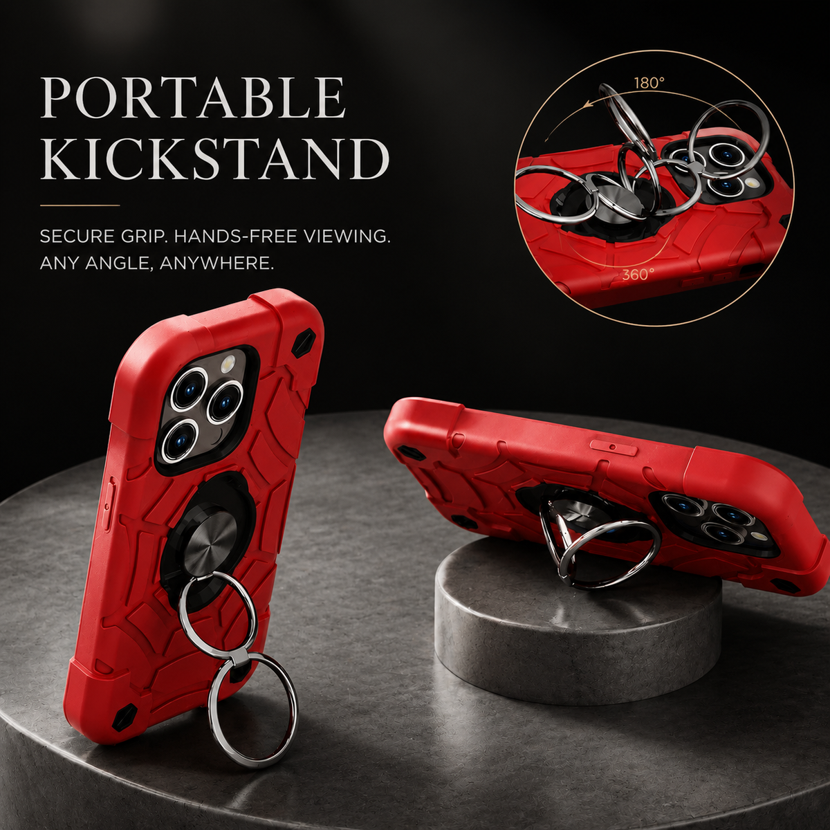 Premium iPhone Case MagSafe Rugged Armor Shockproof PC TPU Ring Holder Kickstand Anti Slip Grip Camera Protection Full Coverage Slim Protective Design