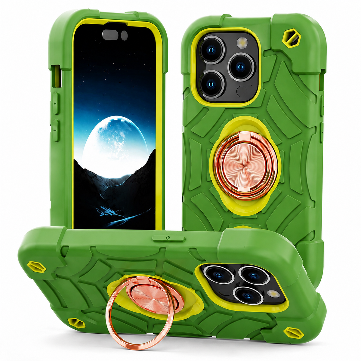 Premium iPhone Case MagSafe Rugged Armor Shockproof PC TPU Ring Holder Kickstand Anti Slip Grip Camera Protection Full Coverage Slim Protective Design