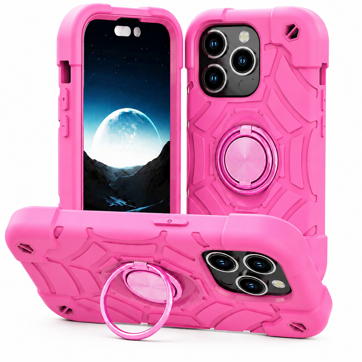 Premium iPhone Case MagSafe Rugged Armor Shockproof PC TPU Ring Holder Kickstand Anti Slip Grip Camera Protection Full Coverage Slim Protective Design