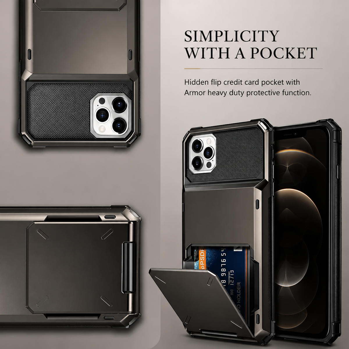 Premium iPhone Case MagSafe Rugged Armor Wallet Card Holder Kickstand TPU Bumper Shockproof Scratch Resistant Full Coverage Magnetic Ring Protective