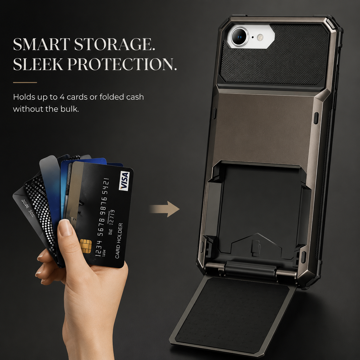 Premium iPhone Case MagSafe Rugged Armor Wallet Card Holder Kickstand TPU Bumper Shockproof Scratch Resistant Full Coverage Magnetic Ring Protective