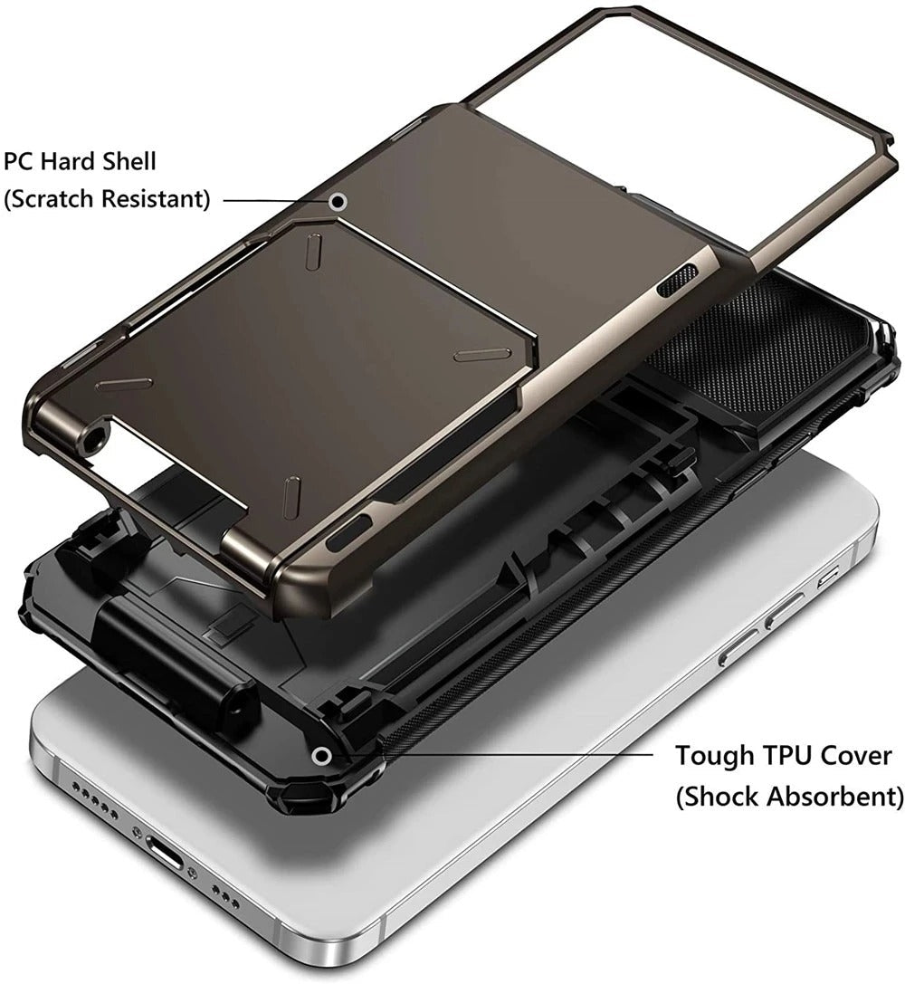 Premium iPhone Case MagSafe Rugged Armor Wallet Card Holder Kickstand TPU Bumper Shockproof Scratch Resistant Full Coverage Magnetic Ring Protective