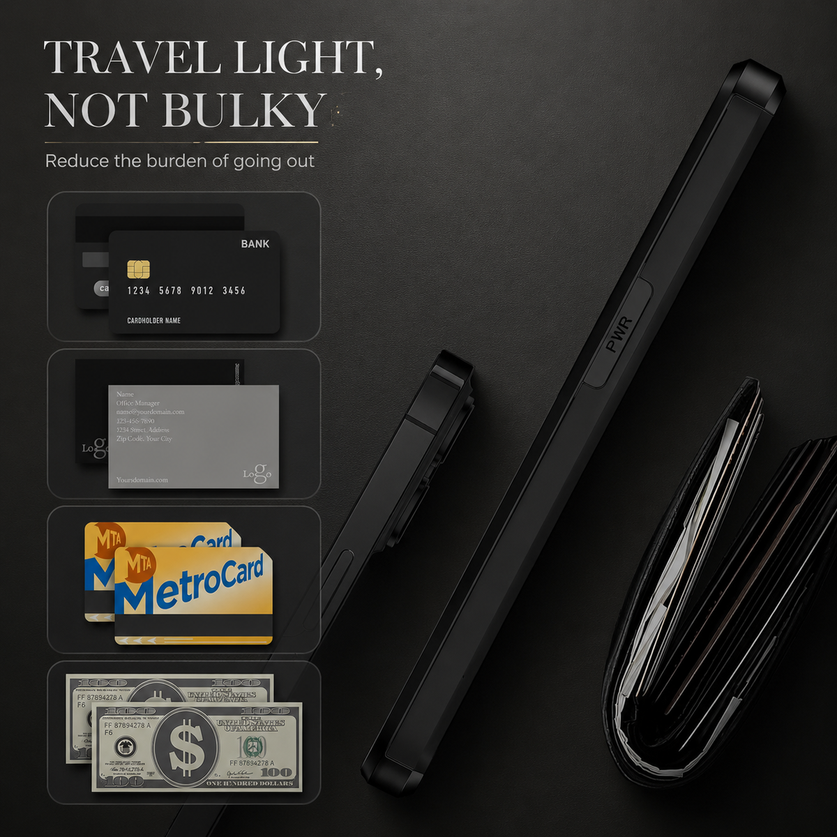 Premium iPhone Case MagSafe Rugged Slide Wallet Card Holder PC TPU Shockproof Protective Cover Anti Fingerprint Scratch Resistant Non Slip Armor Build