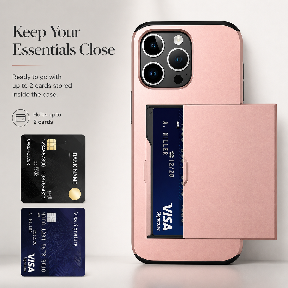 Premium iPhone Case MagSafe Rugged Slide Wallet Card Holder PC TPU Shockproof Protective Cover Anti Fingerprint Scratch Resistant Non Slip Armor Build