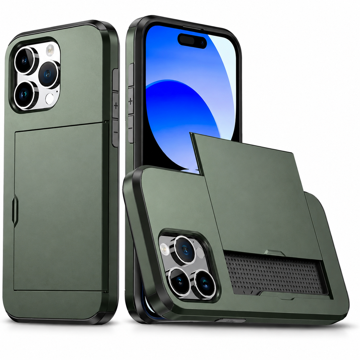 Premium iPhone Case MagSafe Rugged Slide Wallet Card Holder PC TPU Shockproof Protective Cover Anti Fingerprint Scratch Resistant Non Slip Armor Build