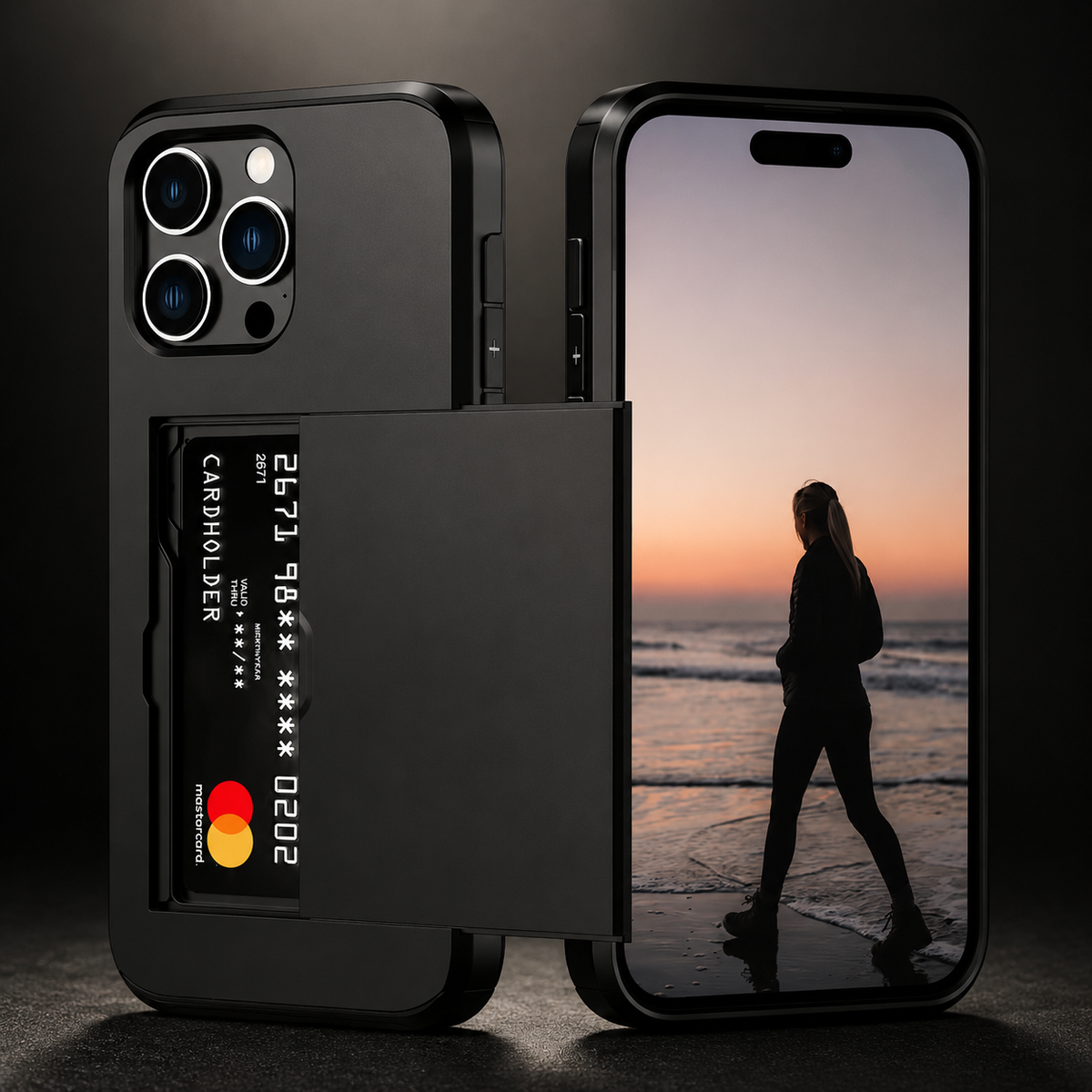 Premium iPhone Case MagSafe Rugged Slide Wallet Card Holder PC TPU Shockproof Protective Cover Anti Fingerprint Scratch Resistant Non Slip Armor Build