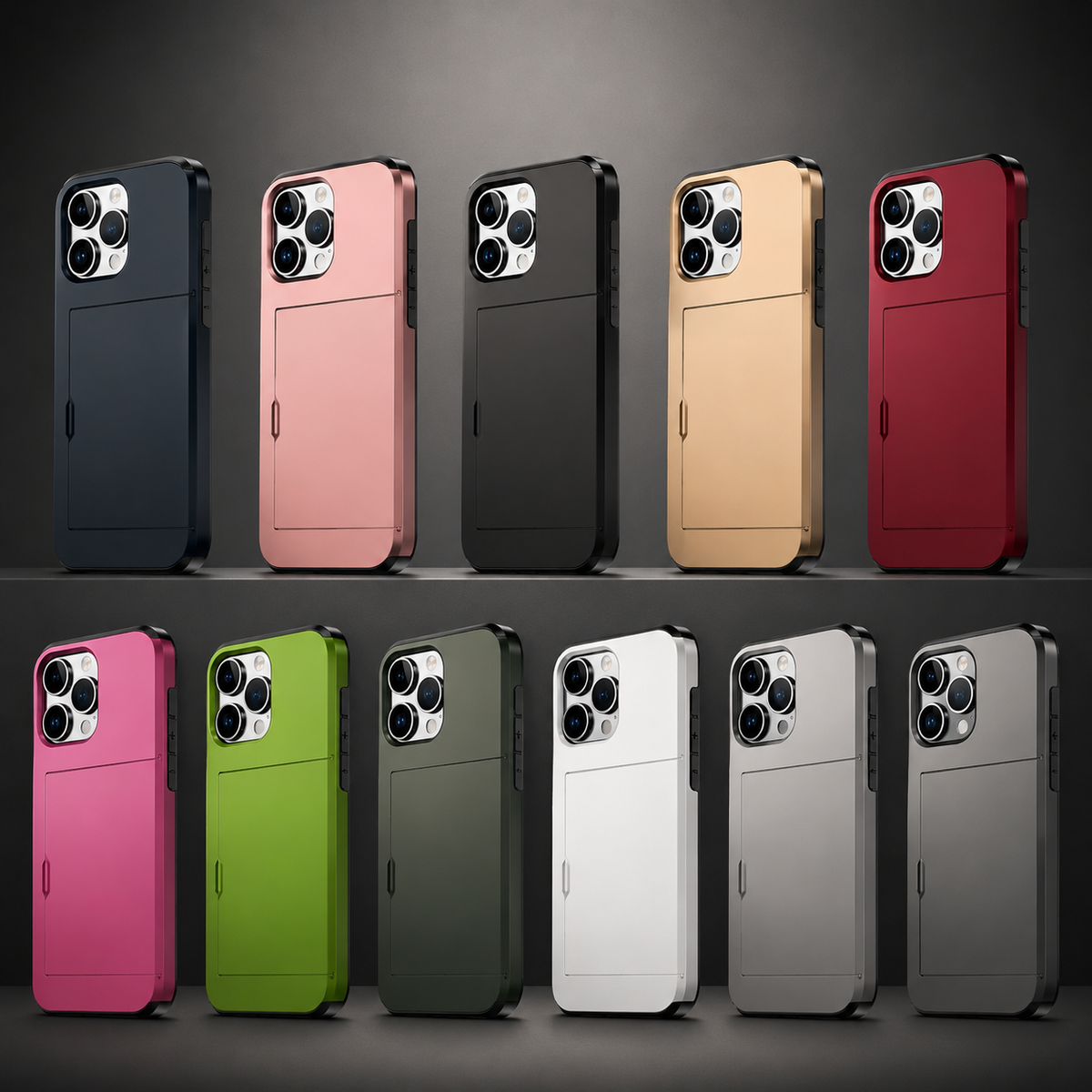 Premium iPhone Case MagSafe Rugged Slide Wallet Card Holder PC TPU Shockproof Protective Cover Anti Fingerprint Scratch Resistant Non Slip Armor Build