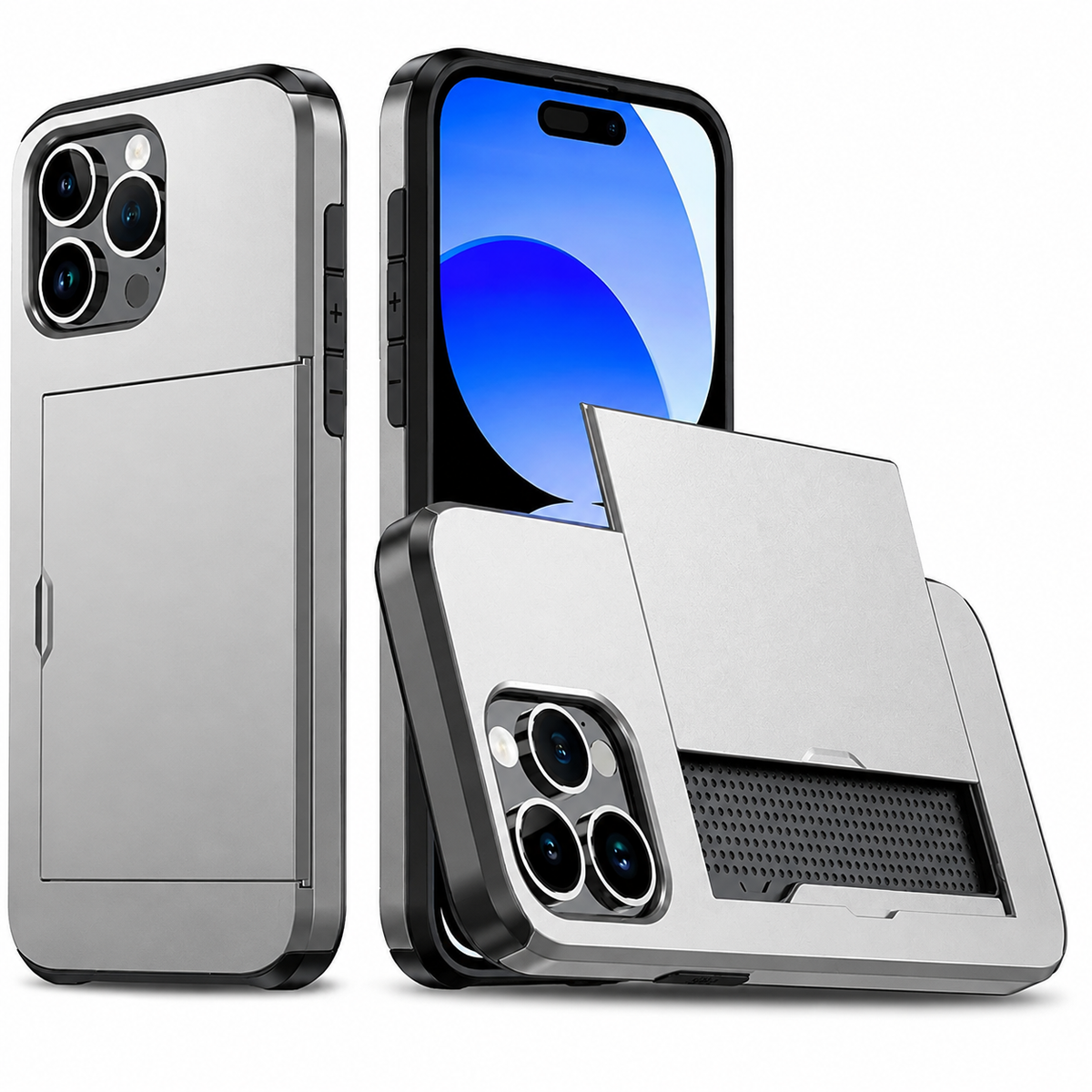 Premium iPhone Case MagSafe Rugged Slide Wallet Card Holder PC TPU Shockproof Protective Cover Anti Fingerprint Scratch Resistant Non Slip Armor Build