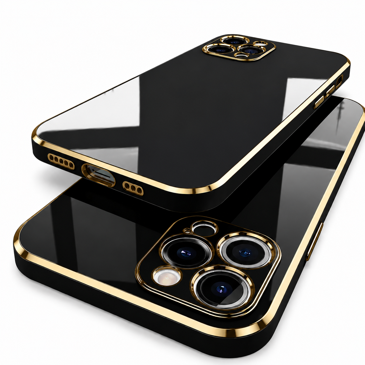 Premium iPhone Case MagSafe Silicone Shockproof Glossy Square Texture Camera Lens Protection Anti Scratch Ultra Thin Protective Cover Magnetic Fit
