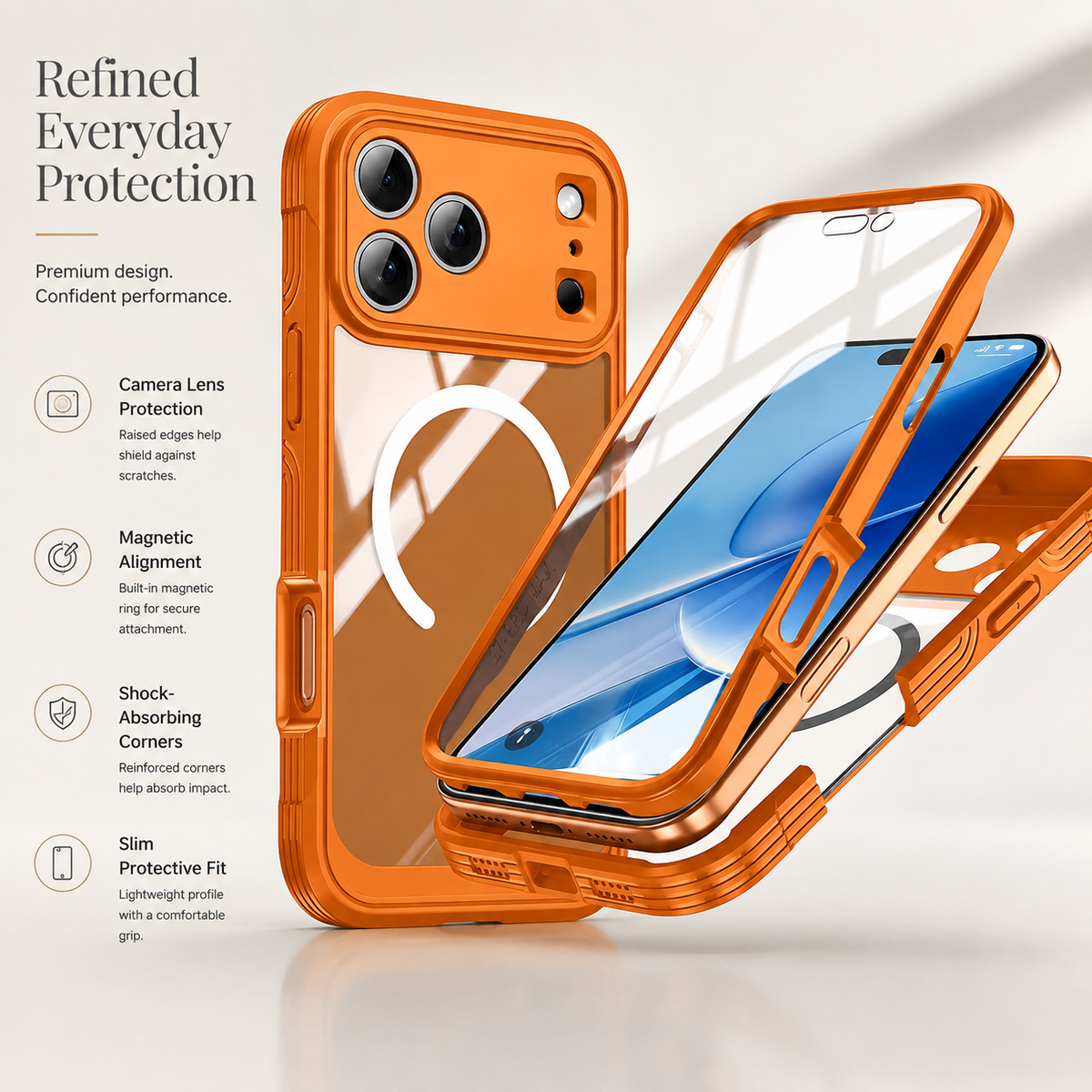 Premium iPhone Case MagSafe Transparent Full Coverage Shockproof TPU Protective Cover Wireless Charging Anti Scratch Magnetic Slim Clear Double-Sided
