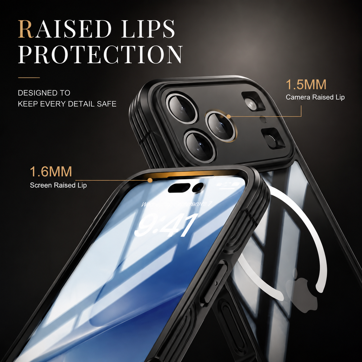 Premium iPhone Case MagSafe Transparent Full Coverage Shockproof TPU Protective Cover Wireless Charging Anti Scratch Magnetic Slim Clear Double-Sided