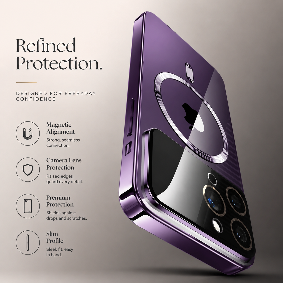 Premium iPhone Case MagSafe Transparent Glass Shockproof Silicone Bumper Camera Lens Protection Ultra Thin Clear Wireless Charging Protective PC Cover