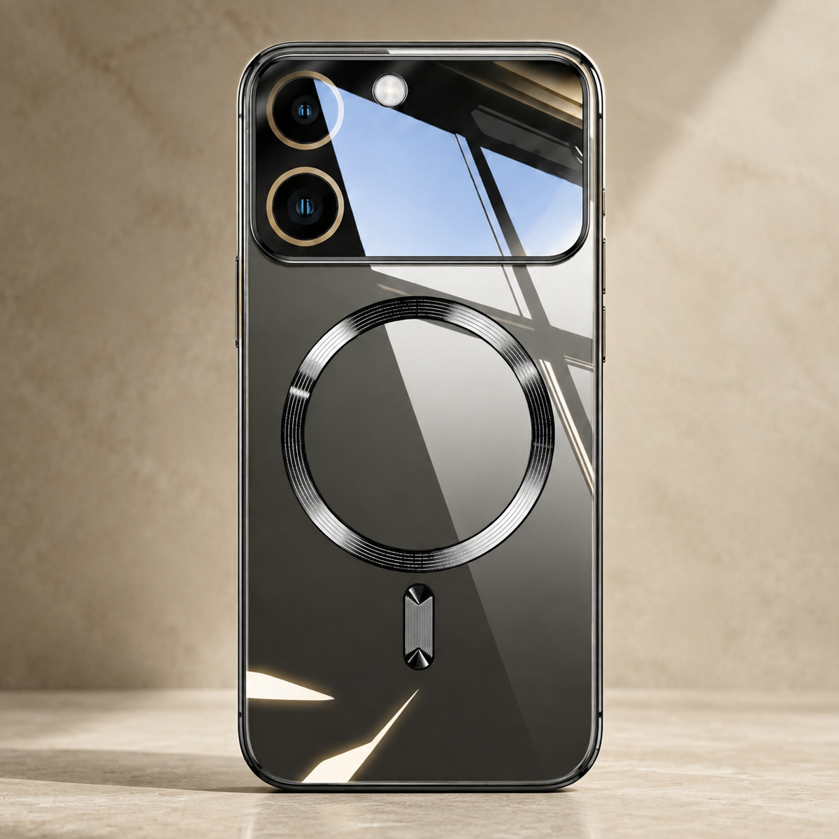 Premium iPhone Case MagSafe Transparent Glass Shockproof Silicone Bumper Camera Lens Protection Ultra Thin Clear Wireless Charging Protective PC Cover