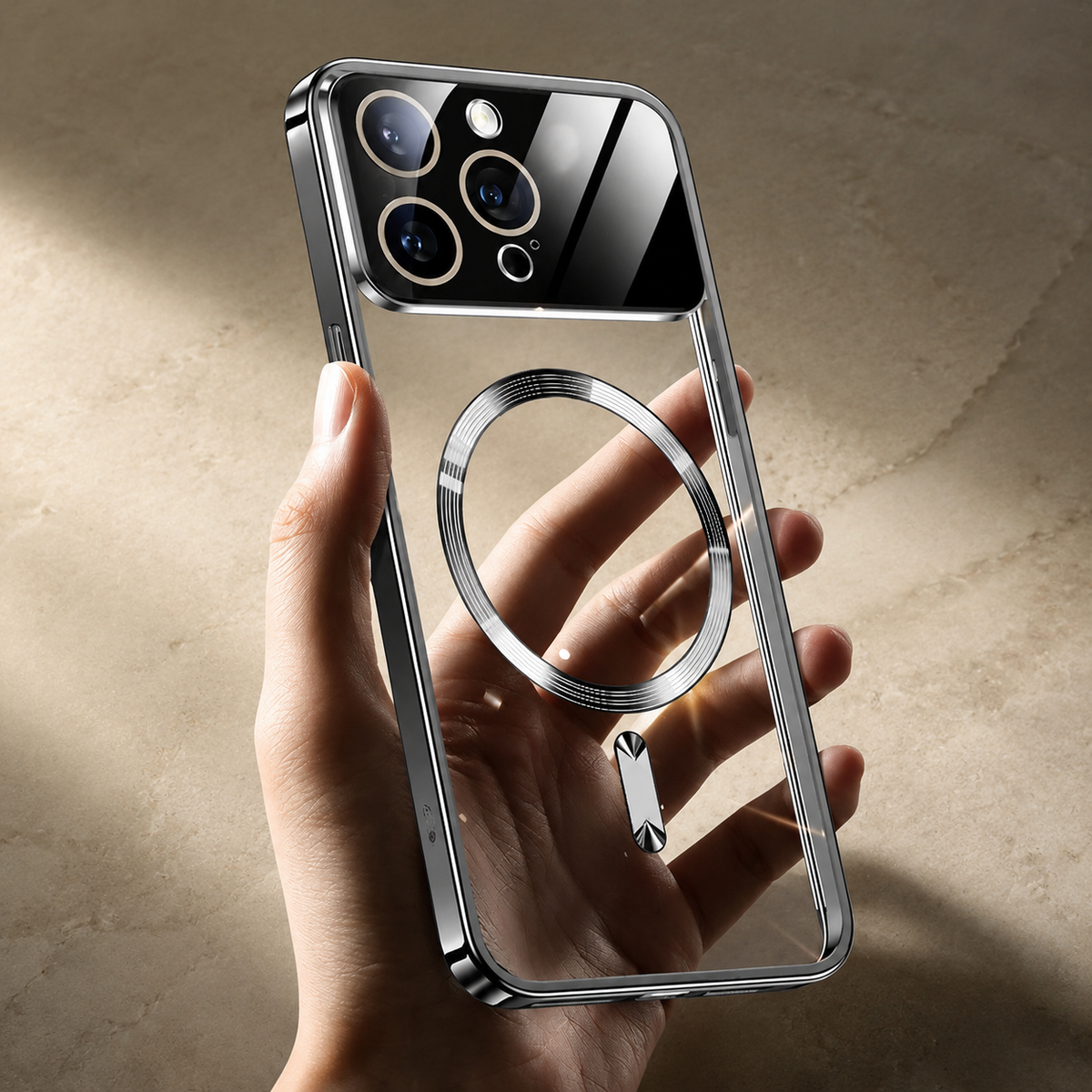 Premium iPhone Case MagSafe Transparent Glass Shockproof Silicone Bumper Camera Lens Protection Ultra Thin Clear Wireless Charging Protective PC Cover